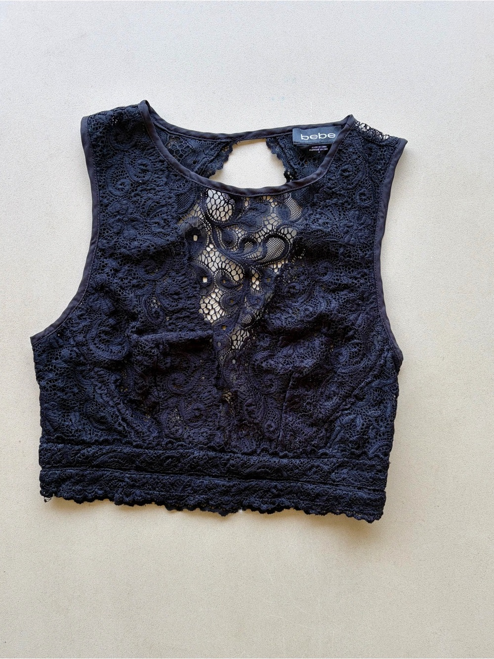 bebe High Neck Black Lace Bralette